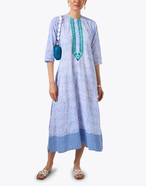 Emb Blue Print Cotton Kurta