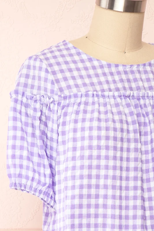 Evie | Short Purple Gingham Dress