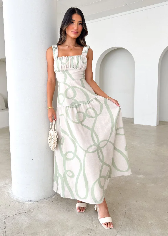 Frayla Maxi Dress - Sage Swirl