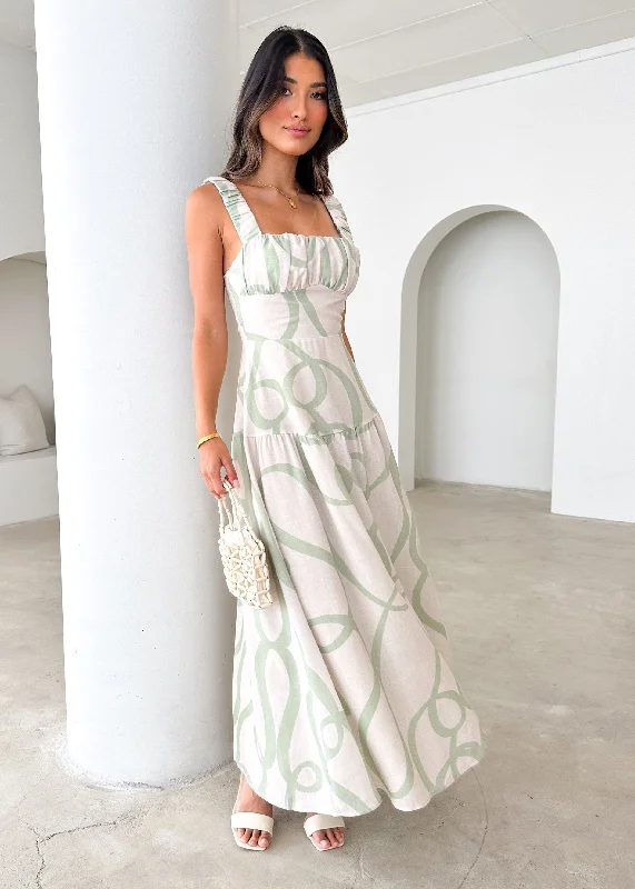 Frayla Maxi Dress - Sage Swirl