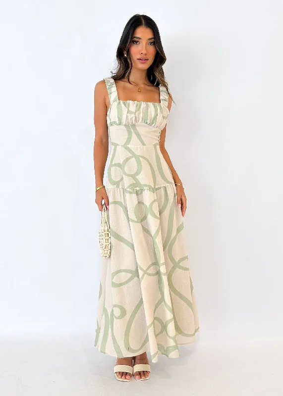 Frayla Maxi Dress - Sage Swirl