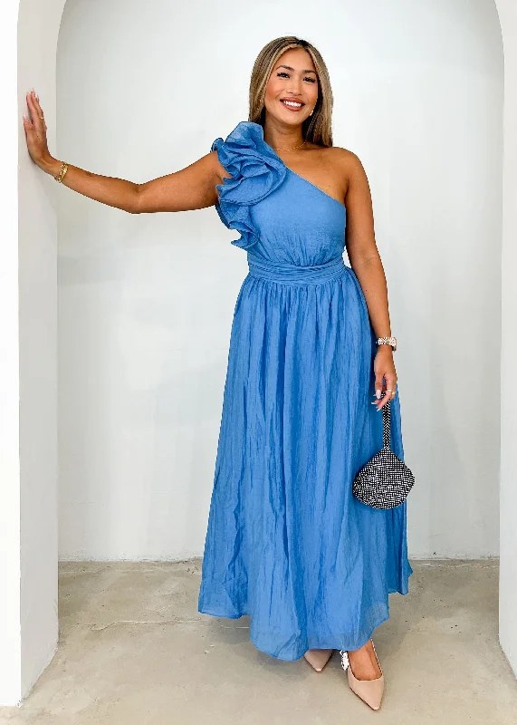 Iksie One Shoulder Maxi Dress - Blue