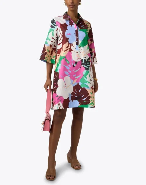 Jackalyn Multi Tropical Print Shirt Dress