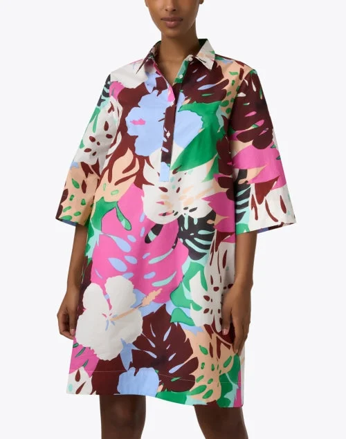 Jackalyn Multi Tropical Print Shirt Dress