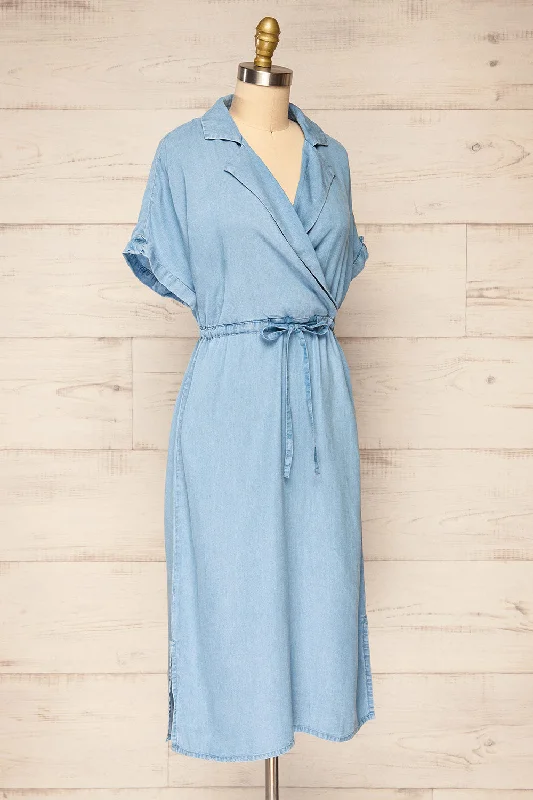 Johanna Blue | Midi Dress w/ Drawstring