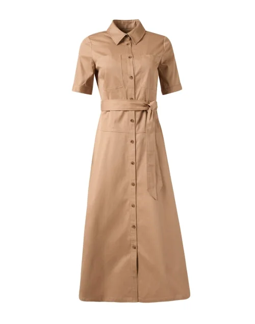 Keri Khaki Cotton Shirt Dress