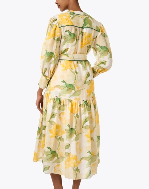 Layla Yellow Print Linen Dress