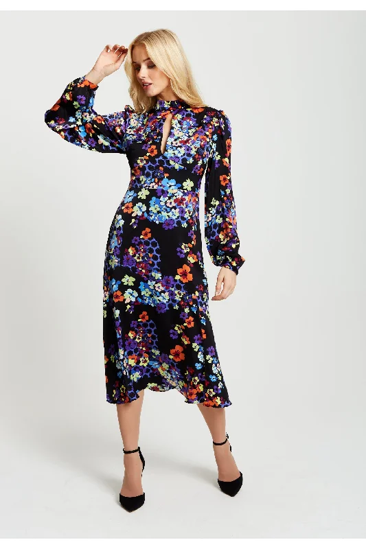 Liquorish Speckle Floral Print Maxi Dress