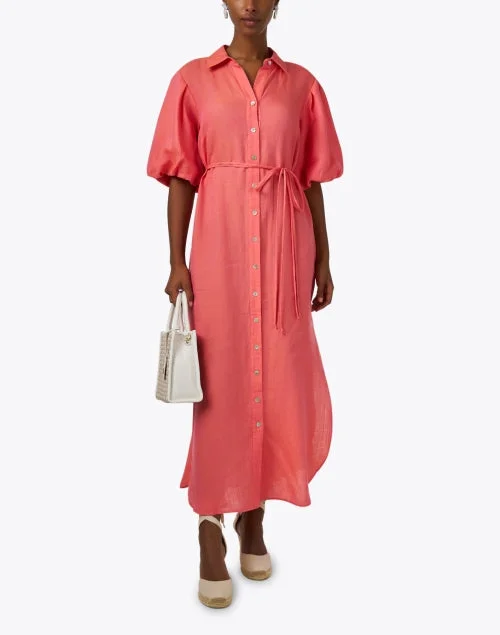 Madeline Peony Pink Linen Dress