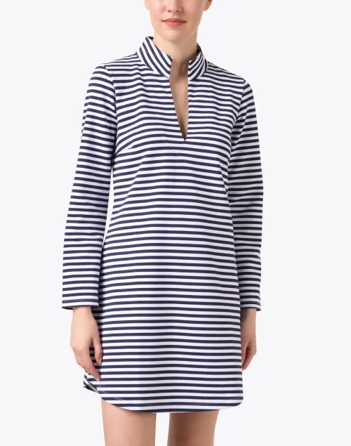 Navy and White Striped Dress