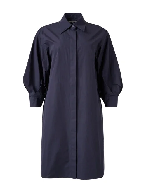 Navy Cotton Shirt Dress