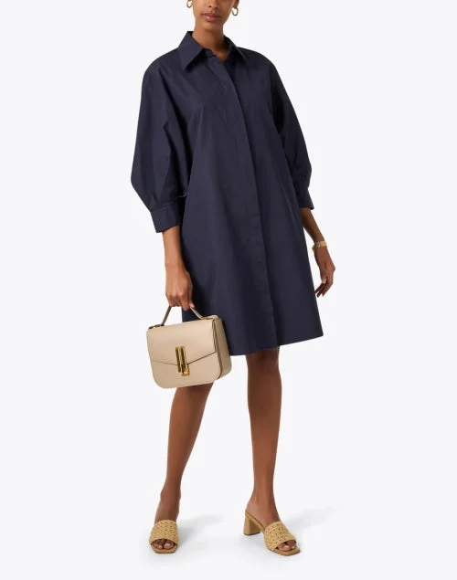 Navy Cotton Shirt Dress