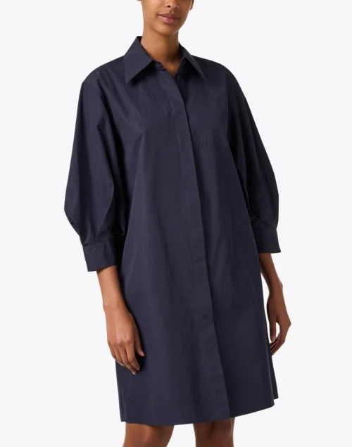 Navy Cotton Shirt Dress