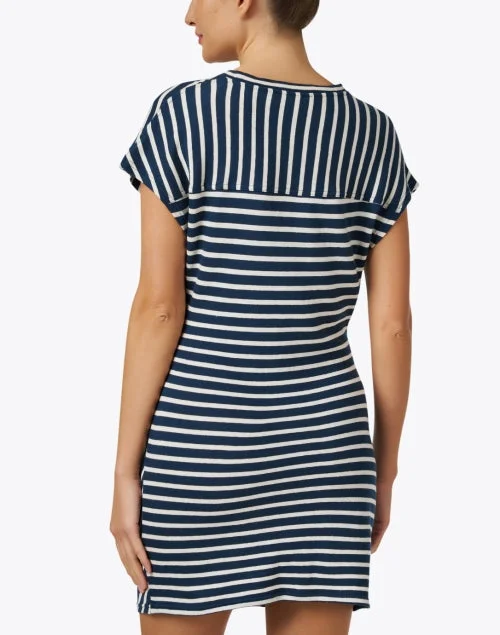 Nina Navy and Cream Stripe Cotton Dress