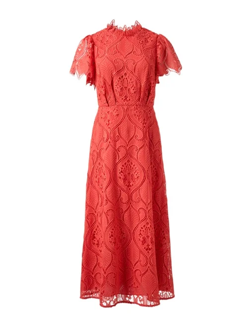 Norma Poppy Red Eyelet Dress