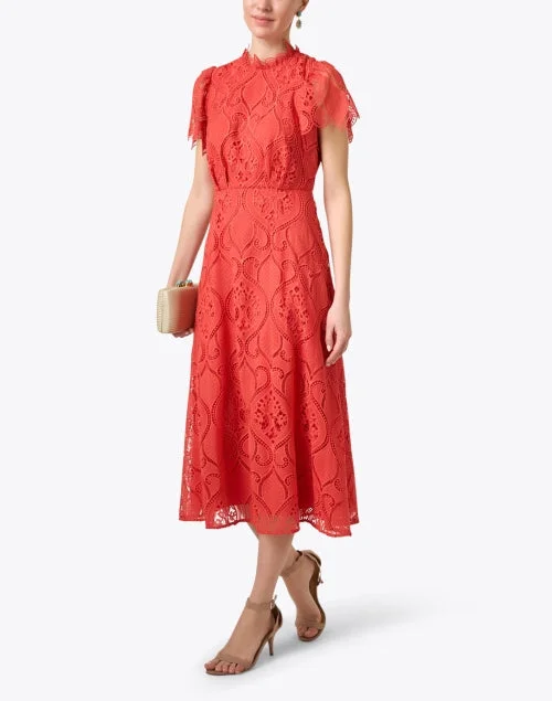 Norma Poppy Red Eyelet Dress