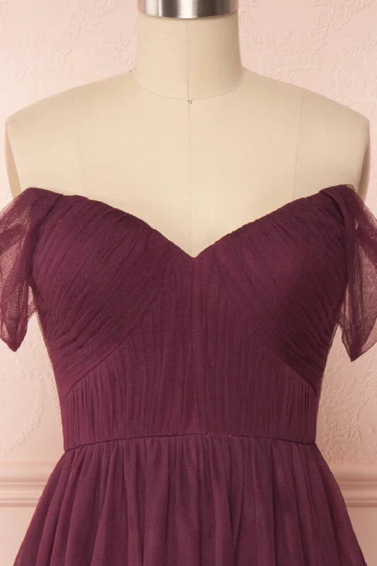 Odette Wine | Midi Tulle Dress