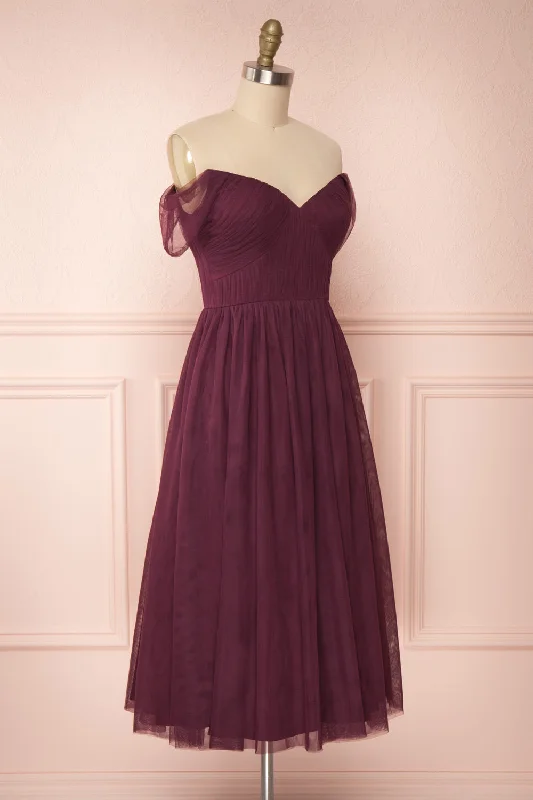 Odette Wine | Midi Tulle Dress