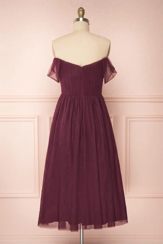 Odette Wine | Midi Tulle Dress