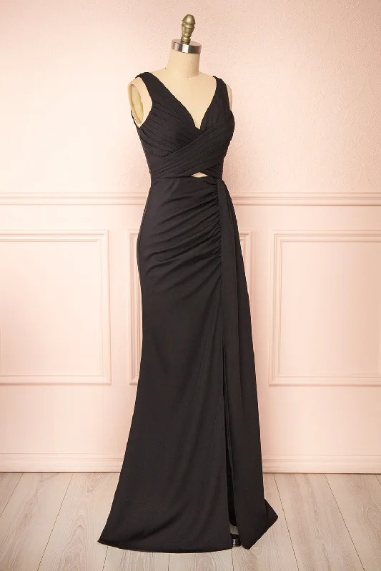 Serilda | Maxi Black Dress w/ Slit