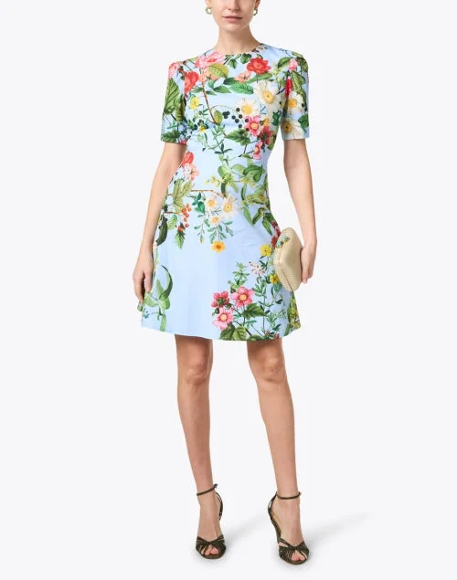 Sofia Blue Floral Print Cotton Dress