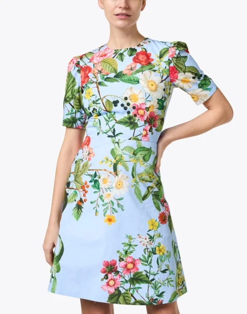 Sofia Blue Floral Print Cotton Dress