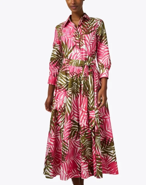 Taban Pink Fern Print Cotton Dress