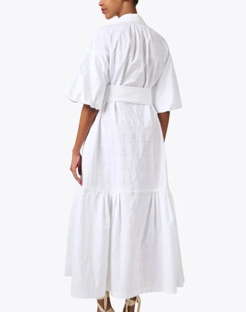 White Cotton Linen Shirt Dress