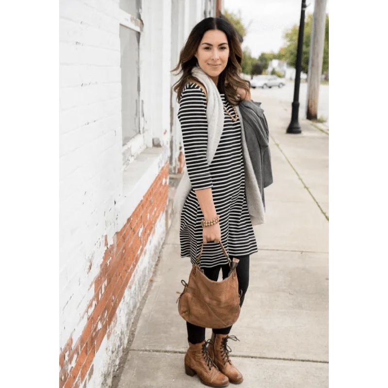 Black Striped Dress With Pop Of Lime Zipper