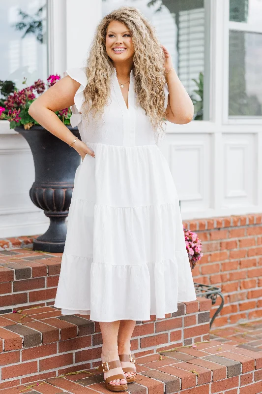 Don't Leave So Soon Midi Dress, White