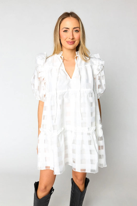 Ensley Short Dress - White (PRE-ORDER)