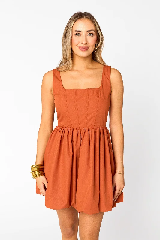 Heidi Mini Dress - Burnt Orange (PRE-ORDER)