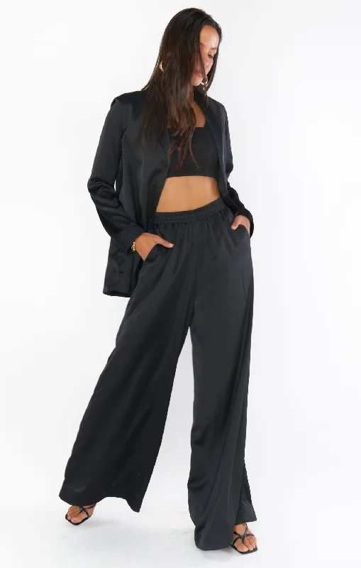 Irwin Pants ~ Black Luxe Satin