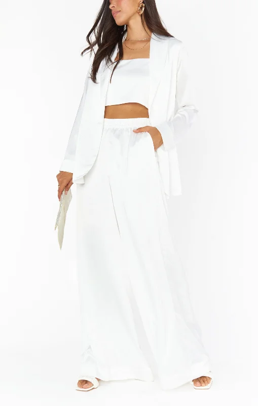 Irwin Pants ~ Ivory Luxe Satin