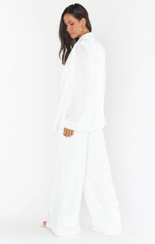 Irwin Pants ~ Ivory Luxe Satin