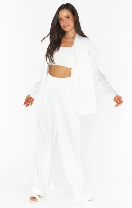 Irwin Pants ~ Ivory Luxe Satin