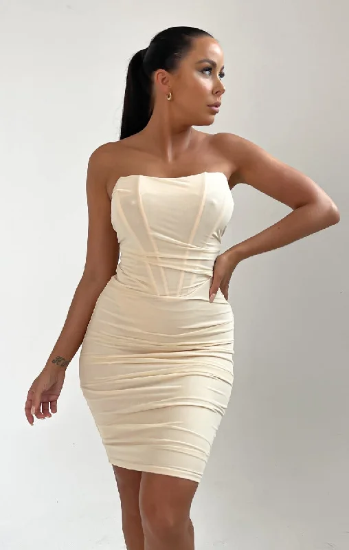 Ivory Strapless Corset Dress -  Jewel