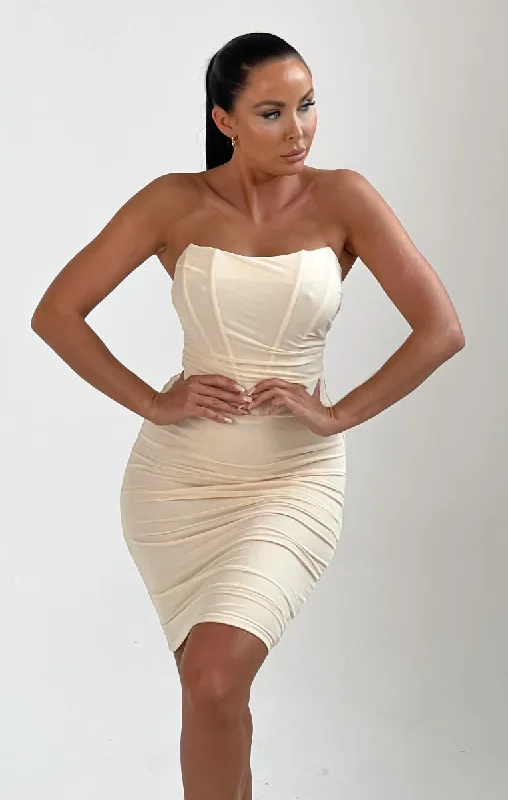 Ivory Strapless Corset Dress -  Jewel