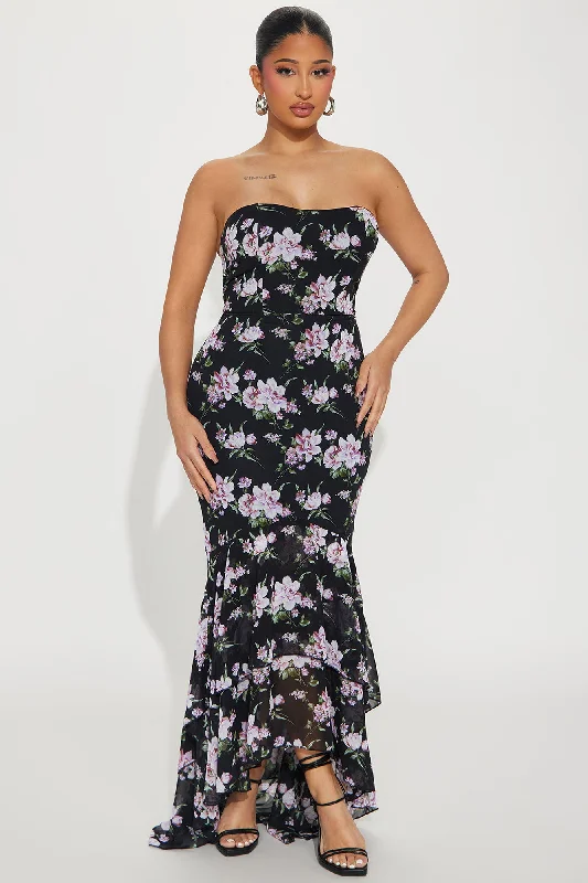 Jeannie Floral Maxi Dress - Black/combo