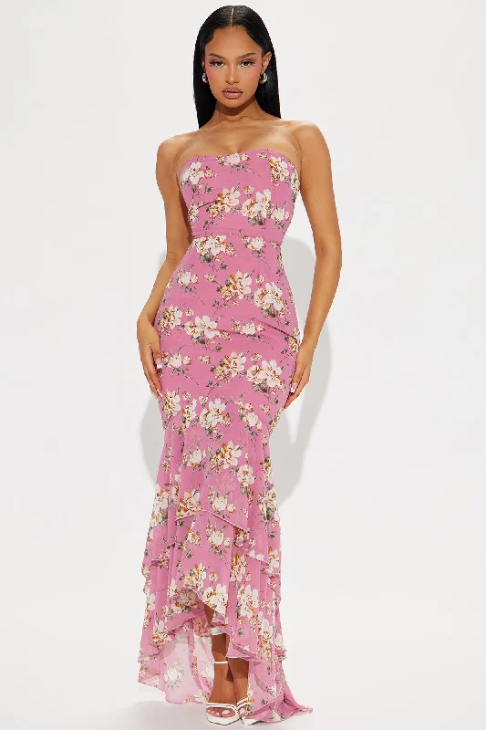 Jeannie Floral Maxi Dress - Mauve/combo