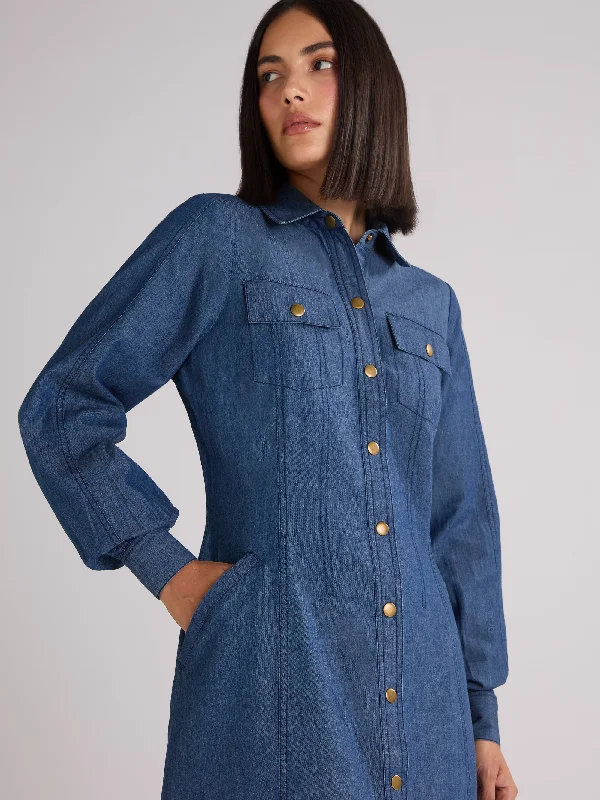 Long Sleeve Denim Shirt Dress