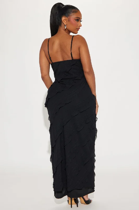 Mia Ruffle Maxi Dress - Black