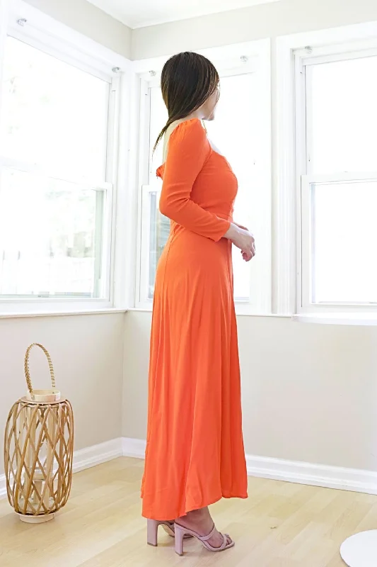 Petite Slit Midi Dress (Orange)