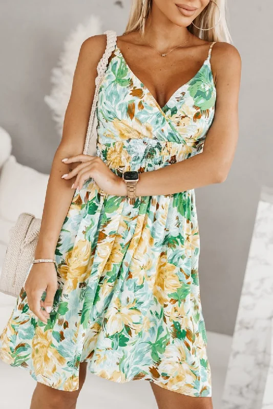 Simone Yellow and Green Print Cami Dress