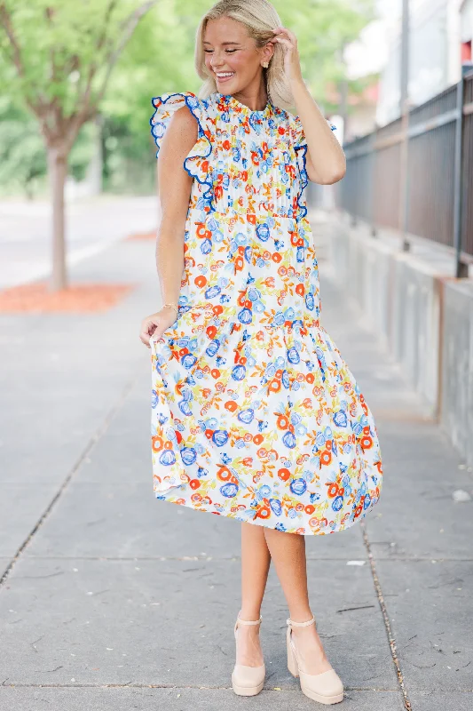 Talk About Fun Blue Floral Dress