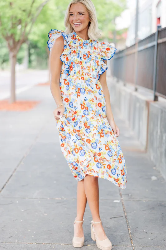 Talk About Fun Blue Floral Dress