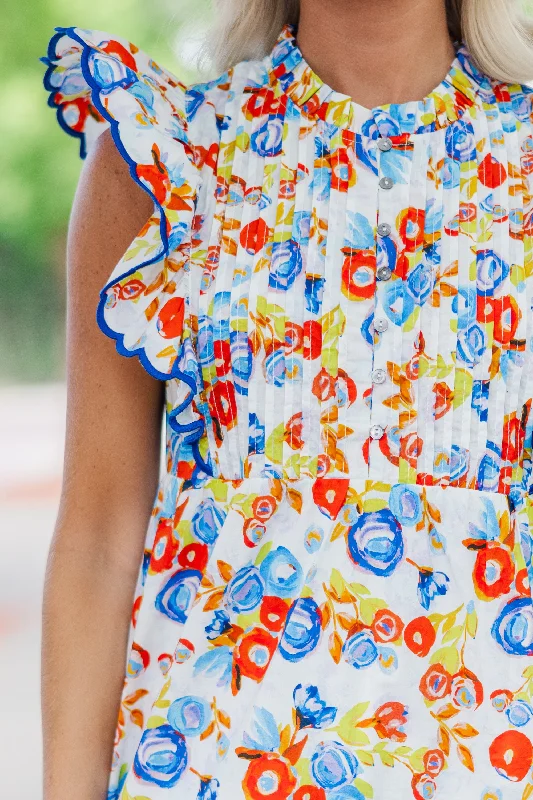 Talk About Fun Blue Floral Dress