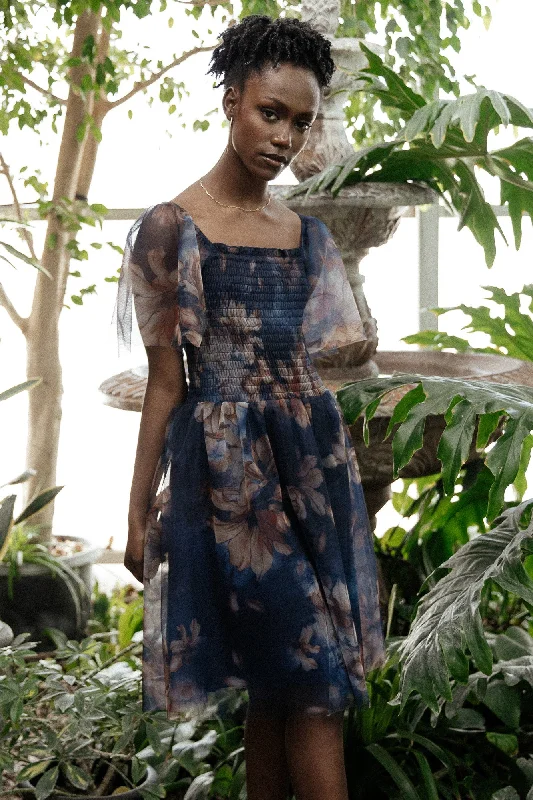 Tivoli Tulle Short Dress | Dark Blue Floral