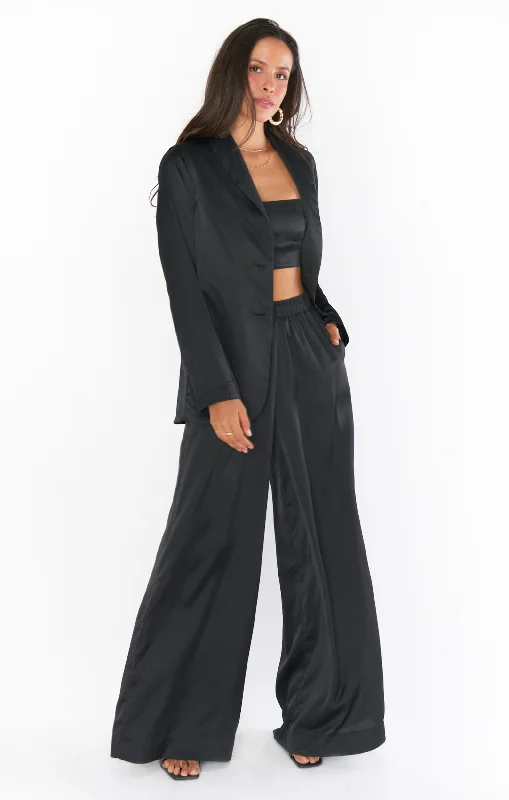 Tucker Top ~ Black Luxe Satin