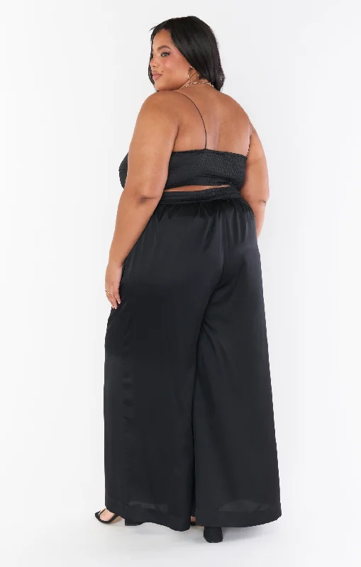 Tucker Top ~ Black Luxe Satin